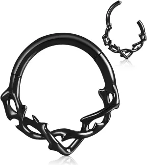 G23 Titanium Septum Ring Hoop,16G ASTM F136 Titanium Nose rings Jewelry Clicker Cartilage Earring Hinged Segment Daith Piercing Black silver gold 1PCS