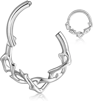 G23 Titanium Septum Ring Hoop,16G ASTM F136 Titanium Nose rings Jewelry Clicker Cartilage Earring Hinged Segment Daith Piercing Black silver gold 1PCS