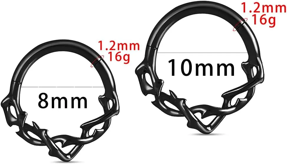 G23 Titanium Septum Ring Hoop,16G ASTM F136 Titanium Nose rings Jewelry Clicker Cartilage Earring Hinged Segment Daith Piercing Black silver gold 1PCS