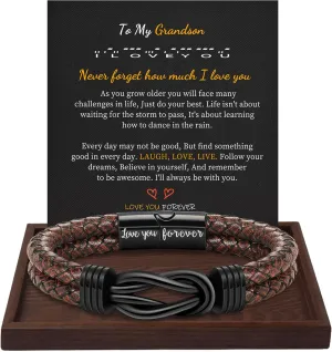 Gifts for Men Leather Bracelet Brown Braided Forever I Love You Gifts for Him Infinity Cuff Bracelets Birthday Gifts for Boyfriend Son Grandson Husband Dad Mens Fathers Day Gift