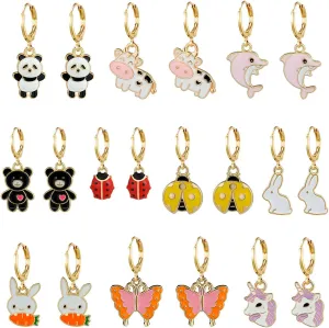 Girls Hypoallergenic Huggie Hoop Earrings with Charm Cute Small Dangle Hoop Earrings Set (10-20 Pairs)