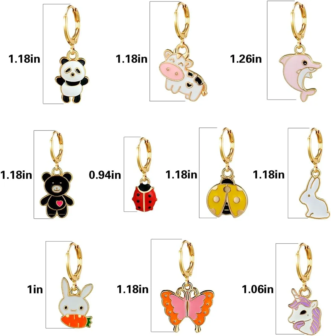 Girls Hypoallergenic Huggie Hoop Earrings with Charm Cute Small Dangle Hoop Earrings Set (10-20 Pairs)