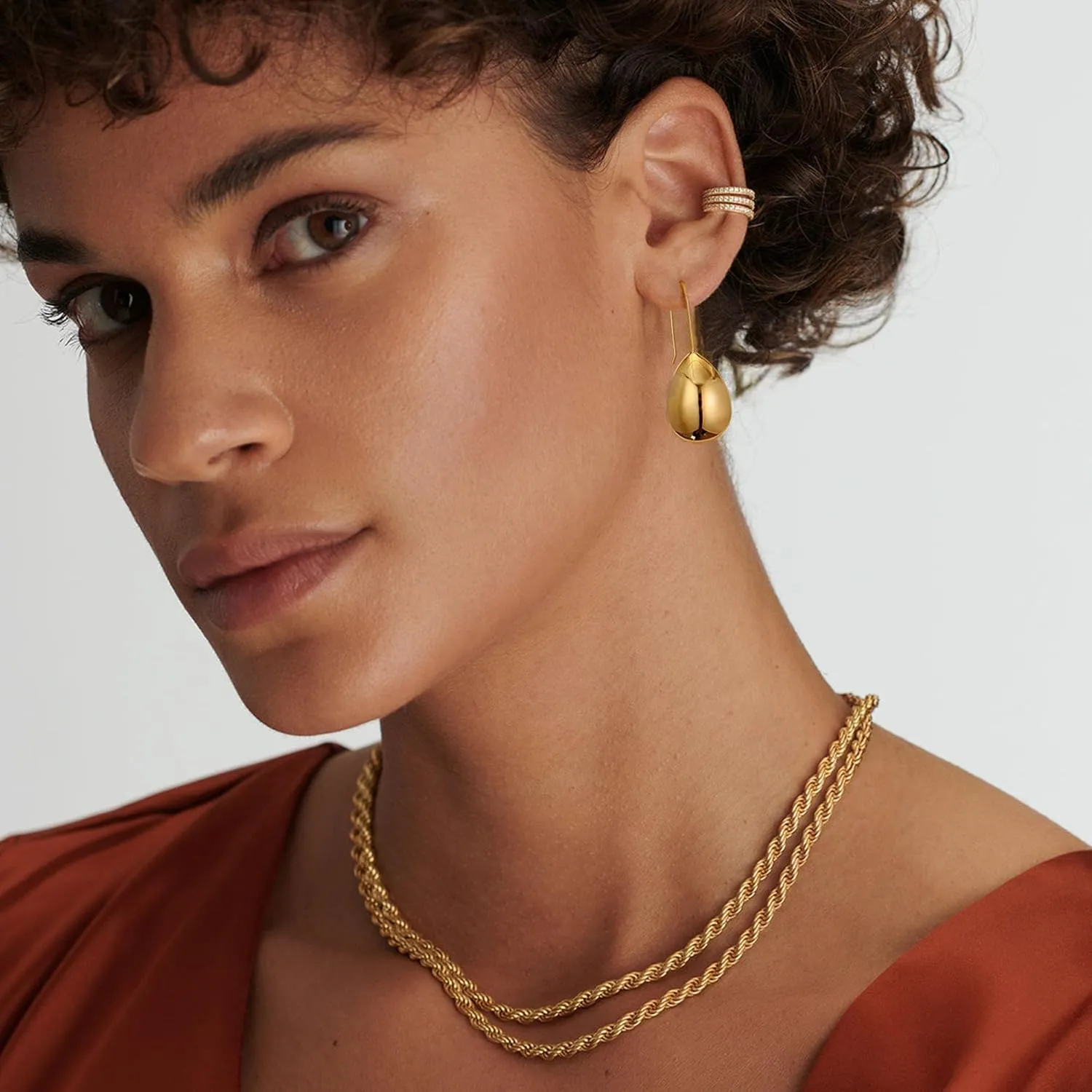 Gold Ball Hoop Earrings for Women 18K Gold Plated Ball Dangle Drop Earrings for Women Pendant Earring