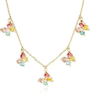 Gold Butterfly Necklace for Women - Dainty Gold Pendant Necklaces Cubic Zirconia Necklace, Butterfly Jewelry Gifts for Women, Teen Girls