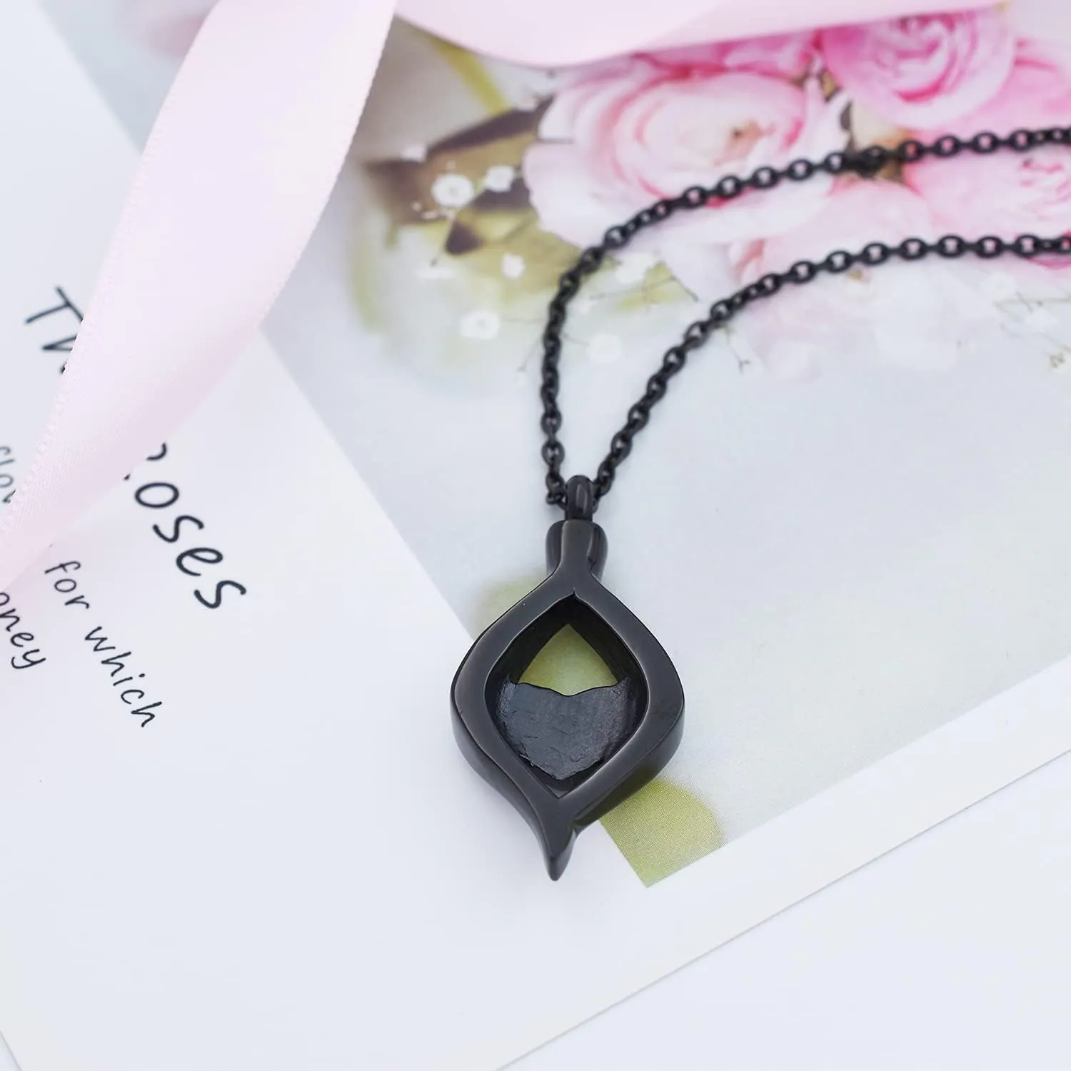 Gold Cremation Necklace for Ashes Always in My Heart Mom/Dad/Grandma Urn Ash Keepsake Memoril Teardrop Pendant Urns for Human Ashes Adult Female