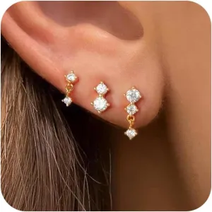 Gold Earrings for Women Trendy 14k Gold Hoop Earrings Cartilage Earring Set Hypoallergenic Cubic Zirconia Hoops Earrings Lightweight Dainty Small Stud Earrings Jewelry Gifts for Women