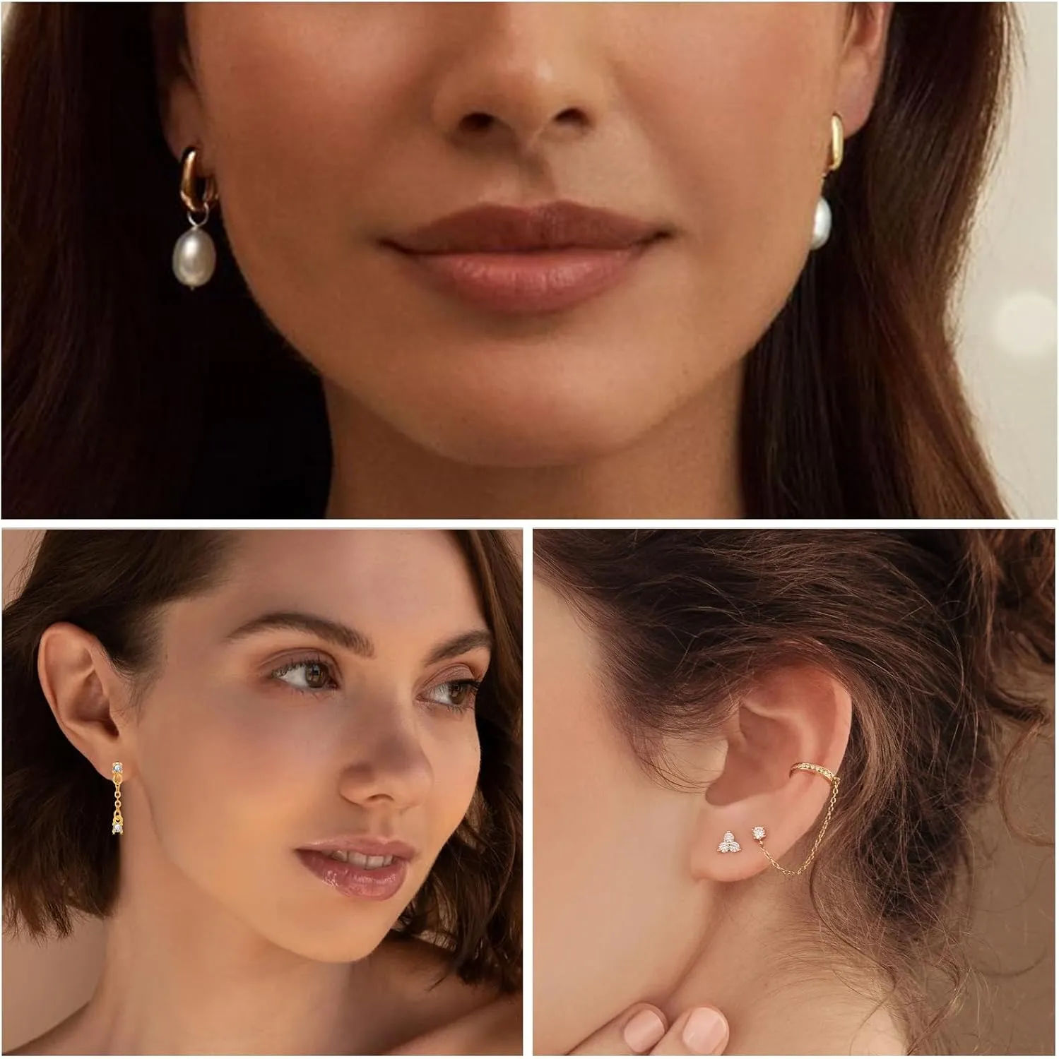 Gold Earrings Set for Women, 14K Gold Plated Stud and Cartilage Earring Sets for Multiple Piercing, Hypoallergenic Stackable Small Gold Huggie Hoop Earrings for Women Jewelry
