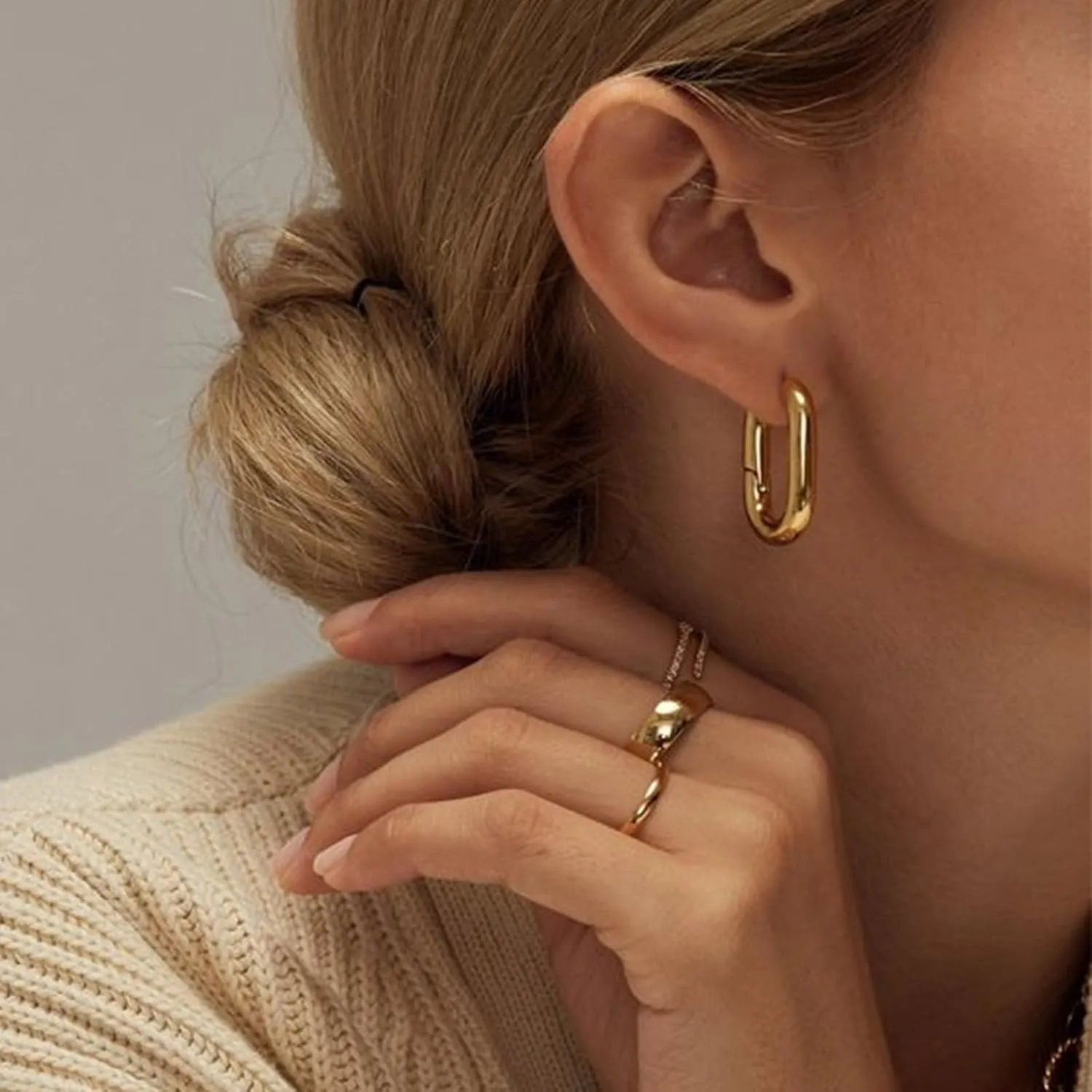 Gold Earrings Set for Women, 14K Gold Plated Stud and Cartilage Earring Sets for Multiple Piercing, Hypoallergenic Stackable Small Gold Huggie Hoop Earrings for Women Jewelry
