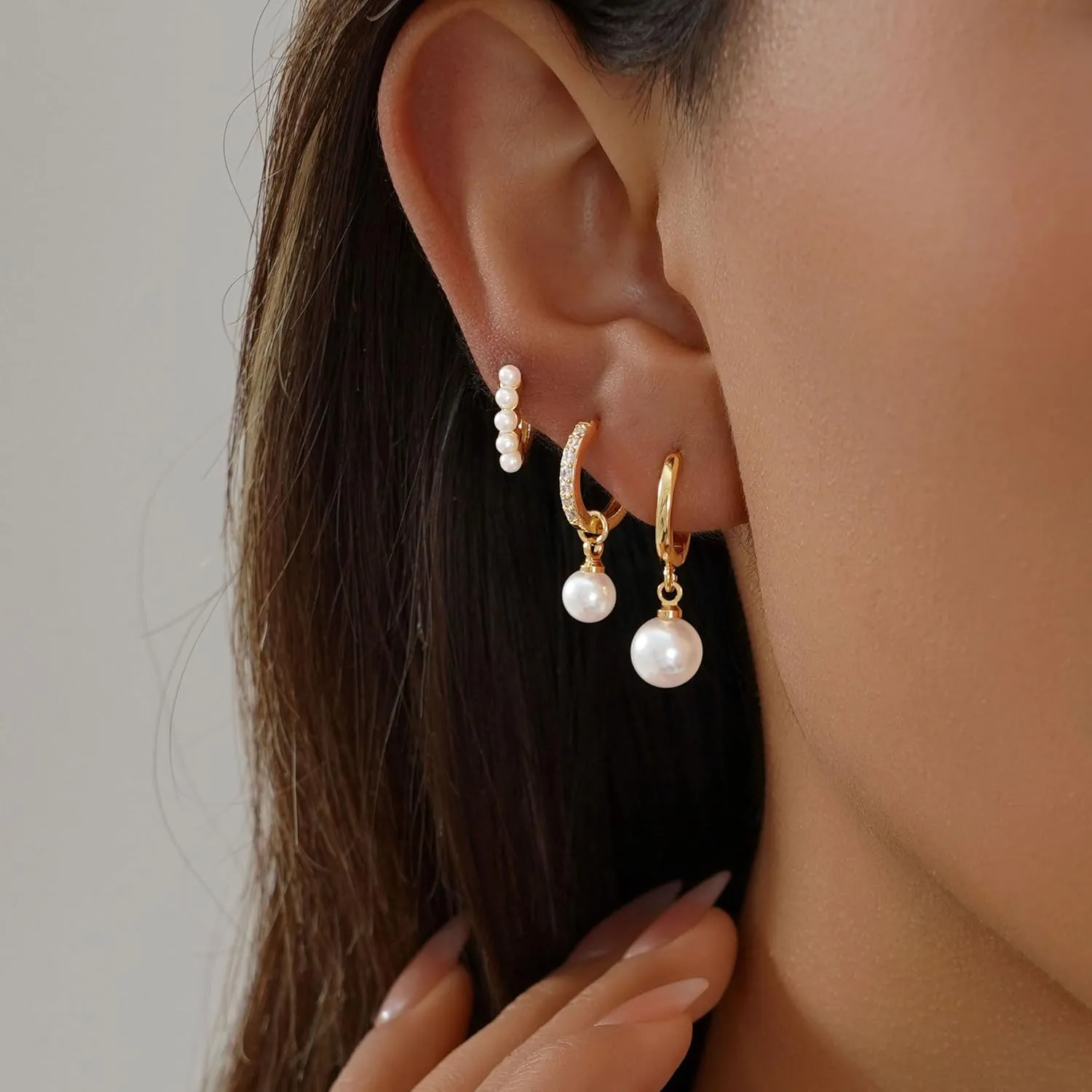Gold Hoop Earrings Set for Women Trendy, 14K Gold Plated Hoops Huggie Earrings Dainty Cartilage Dangle Studs Cubic Zirconia Hypoallergenic Lightweight Jewelry Gifts