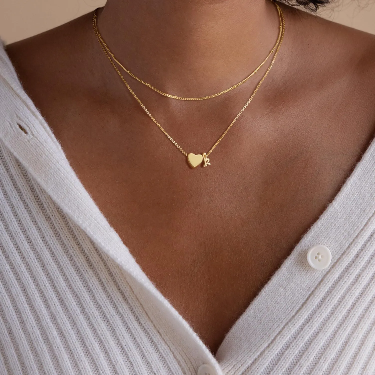 Gold Initial Necklace for Women, 14k Gold Plated Heart Initial Letter A-Z Pendant Necklace Dainty Layered Gold Choker Necklaces for Women Trendy Jewelry Birthday Gifts