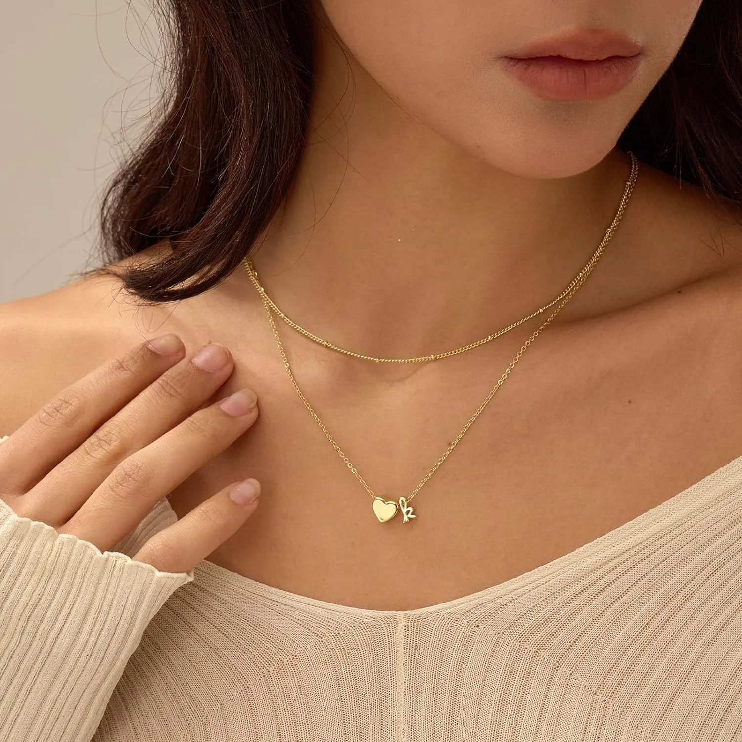 Gold Initial Necklace for Women, 14k Gold Plated Heart Initial Letter A-Z Pendant Necklace Dainty Layered Gold Choker Necklaces for Women Trendy Jewelry Birthday Gifts