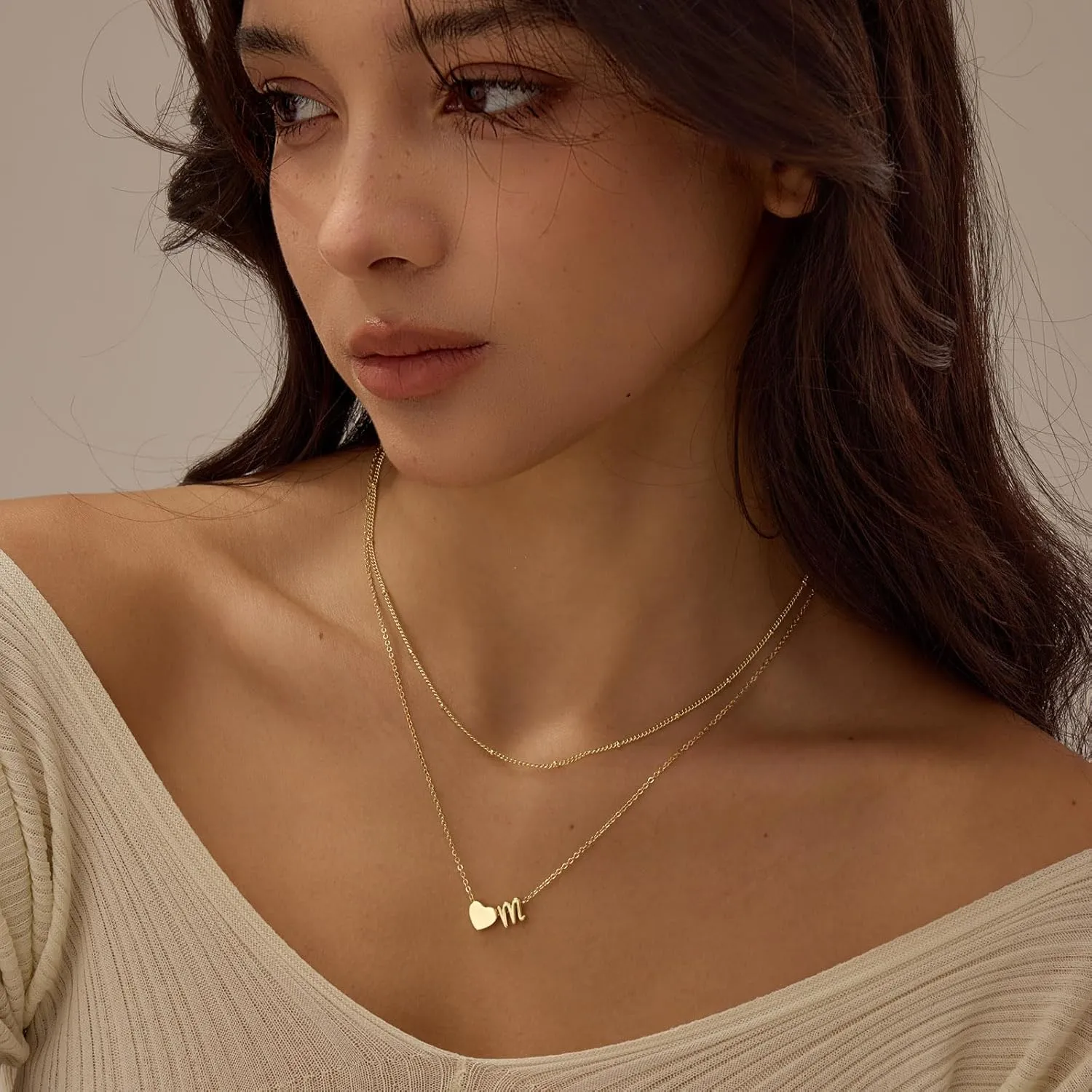 Gold Initial Necklace for Women, 14k Gold Plated Heart Initial Letter A-Z Pendant Necklace Dainty Layered Gold Choker Necklaces for Women Trendy Jewelry Birthday Gifts