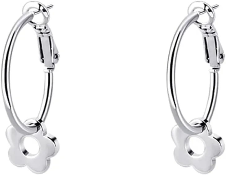 Gold Plated Flower Hoop Earrings Bohemian Charm Hollow Daisy Sunflower Floral Plant S925 Sterling Silver Small Huggie Hoop Earrings for Women Summer Spring Holiday Trendy Jewelry Gifts