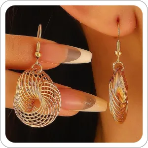 Gold Spiral Threader Earrings for Women Dainty Geometric Swirl Wire Spiral Earring Birdcage Earring Minimalist Hollow Star Hoop Rugby Mesh Twisted Earrings Dangle Drop Earrings Jewelry