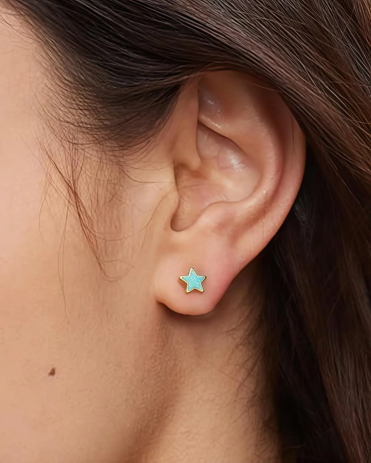 Gold Star Earrings for Women, 14K Gold Plated 316L Surgical Steel Hypoallergenic Flat Back Stud Earrings, Cute Small Star Stud Earrings for Sensitive Ears, 18G Post Screw Back Trendy Jewelry Gifts