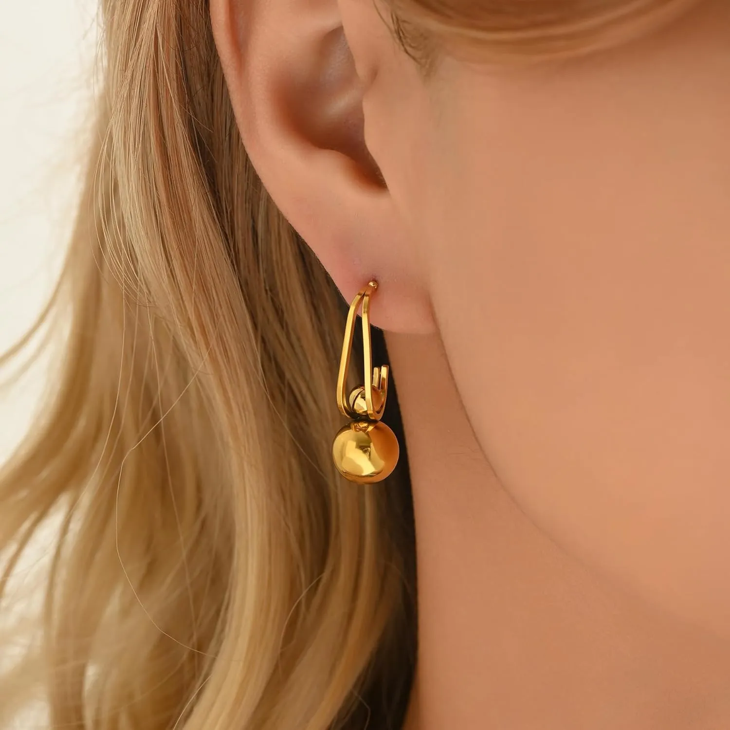 Gold Twisted Hoop Earrings for Women 18K Gold Plated Chunky Drop Dangle Stud Statement Earrings Hypoallergenic Trendy Jewelry Gifts