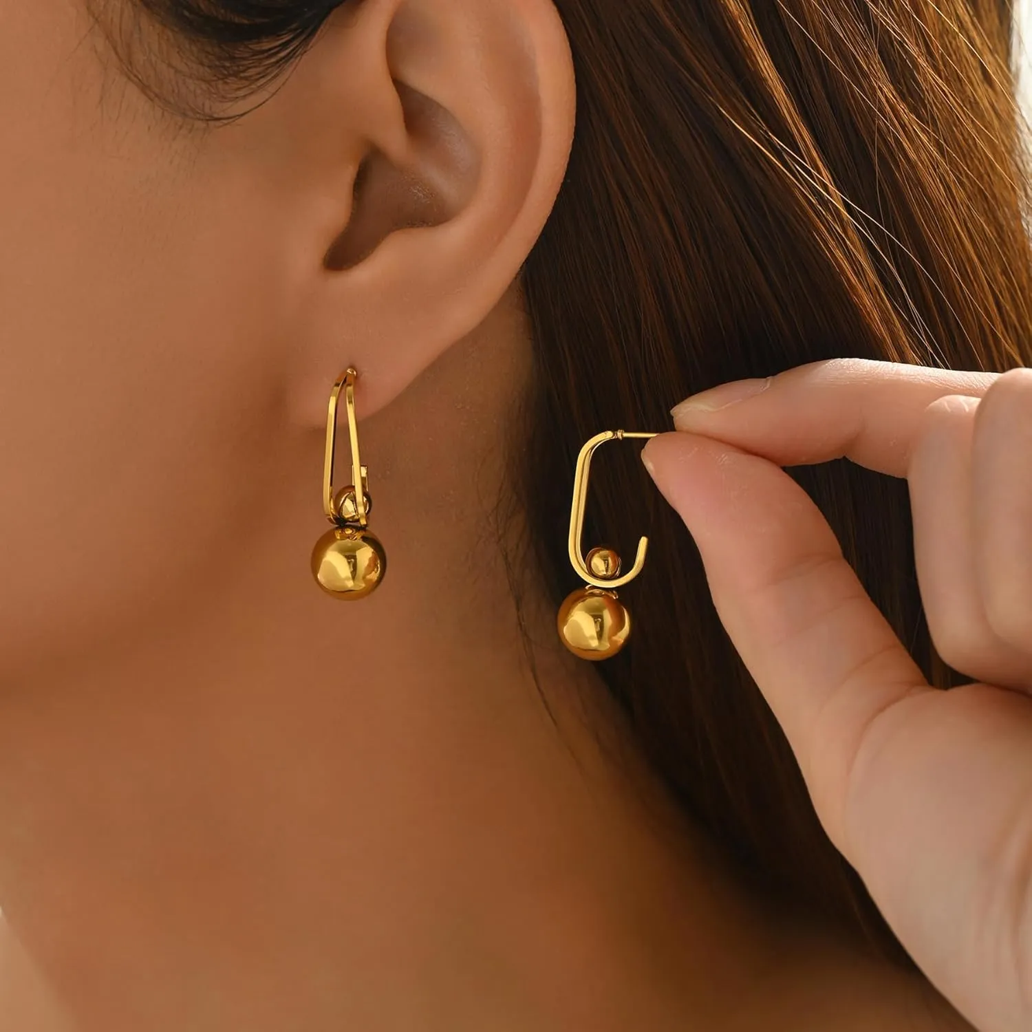 Gold Twisted Hoop Earrings for Women 18K Gold Plated Chunky Drop Dangle Stud Statement Earrings Hypoallergenic Trendy Jewelry Gifts