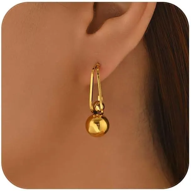 Gold Twisted Hoop Earrings for Women 18K Gold Plated Chunky Drop Dangle Stud Statement Earrings Hypoallergenic Trendy Jewelry Gifts