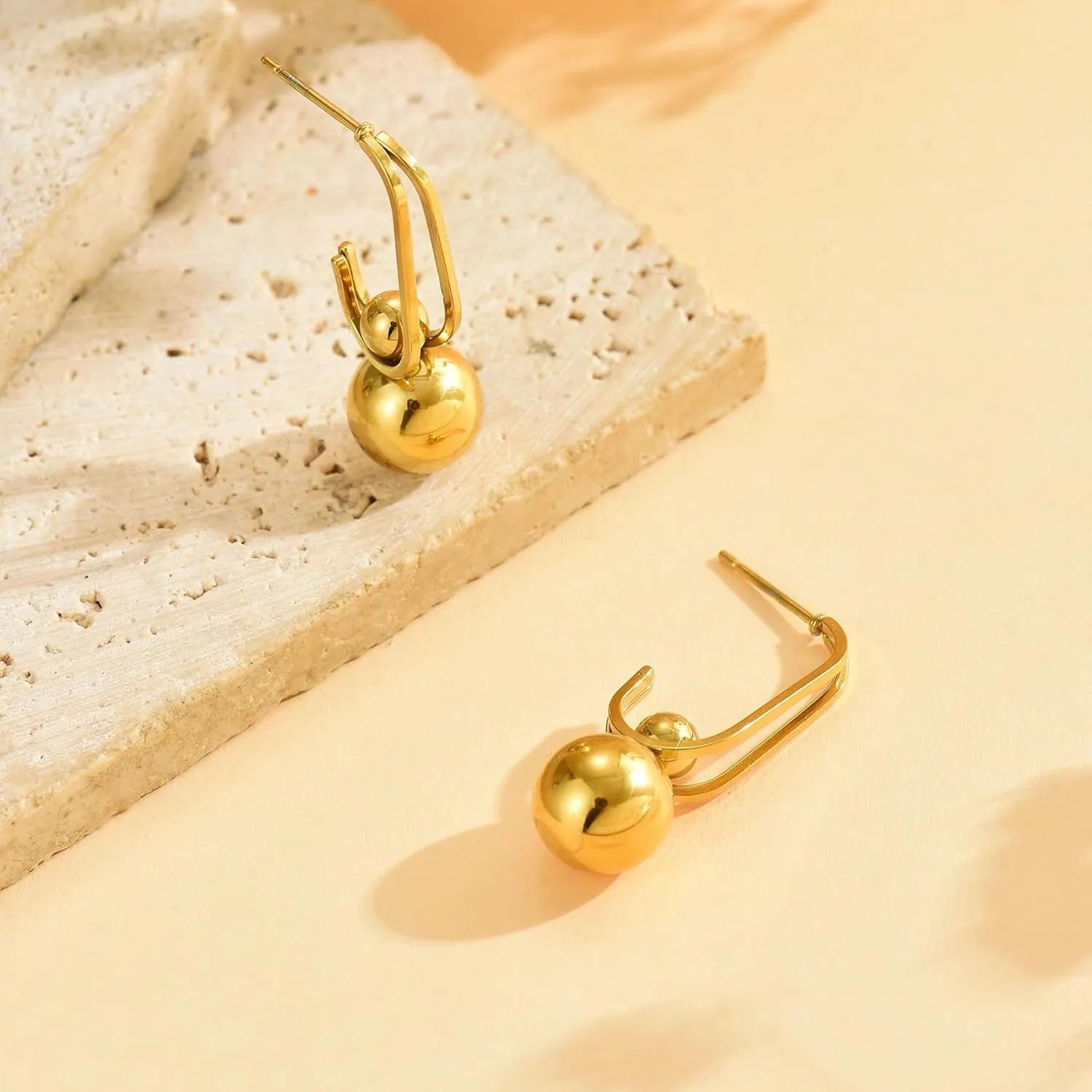 Gold Twisted Hoop Earrings for Women 18K Gold Plated Chunky Drop Dangle Stud Statement Earrings Hypoallergenic Trendy Jewelry Gifts