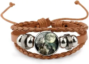 Gooey Adjustable Wolf Braided Leather Bracelet - Cute Bangle Bracelets for Women, The Pretty Gifts for Women