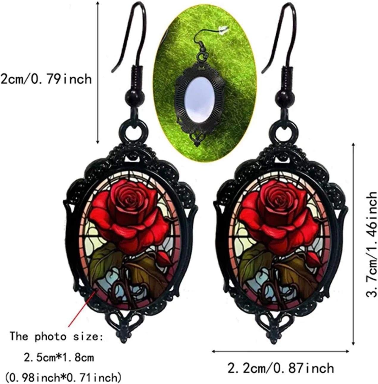 Gothic Halloween Earrings for Women Gothic Rose Cameo Earrings Vintage Red Rose Earring Goth Mystic Witch Earring Halloween Jewelry for Women