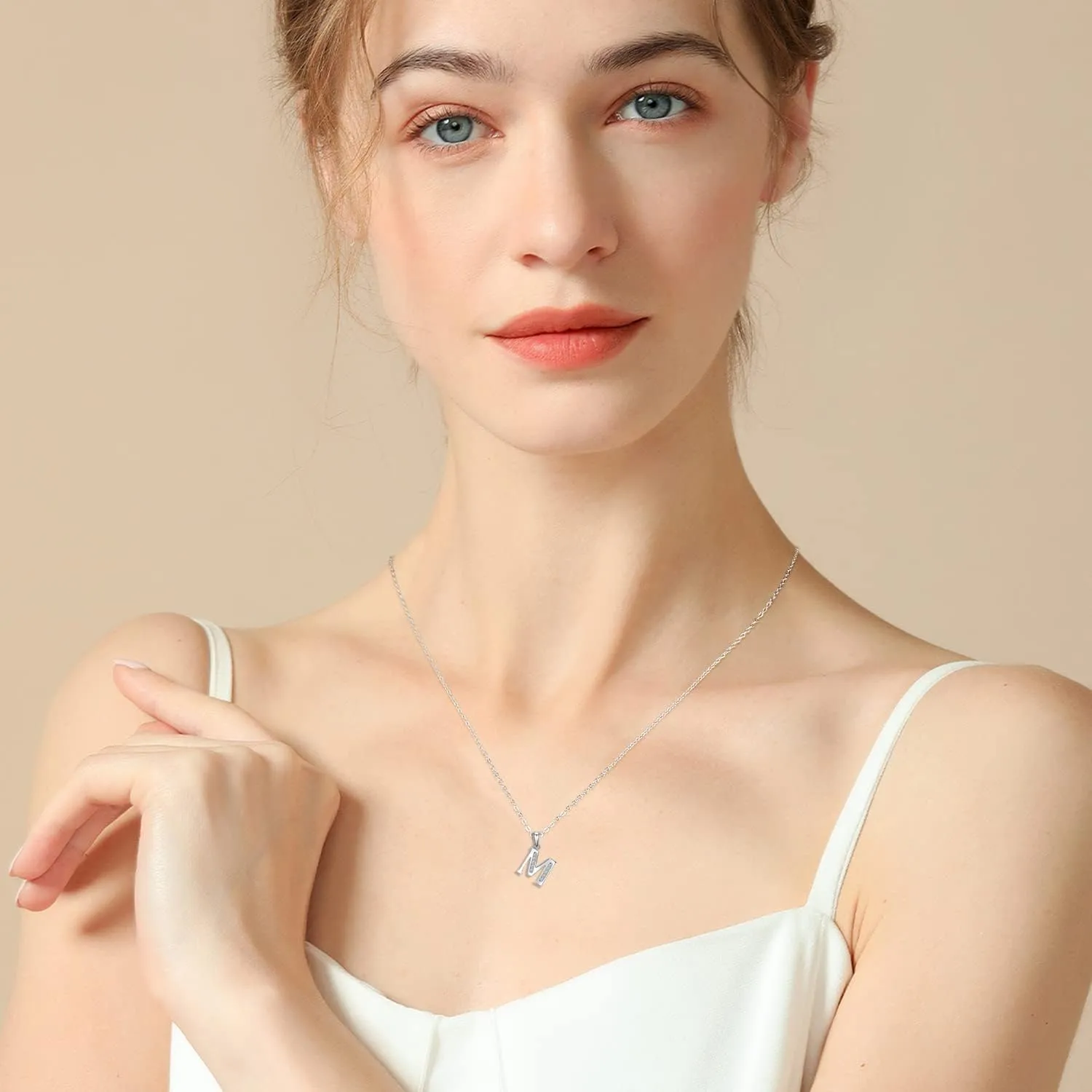 Graduation Gifts Initial Necklace S925 Sterling Silver Jewelry Cubic Zirconia Letter Alphabet Phase Pendant Necklace Mother Day for Mom Women Ladies Teen 18" Chain