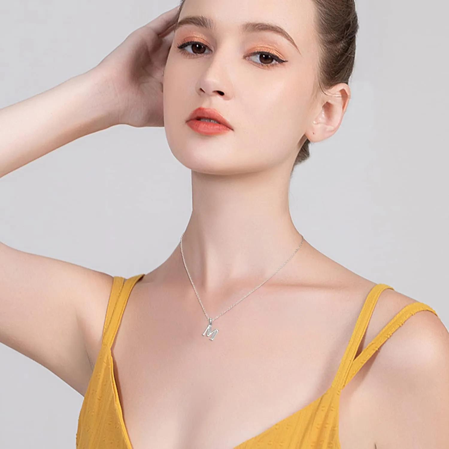 Graduation Gifts Initial Necklace S925 Sterling Silver Jewelry Cubic Zirconia Letter Alphabet Phase Pendant Necklace Mother Day for Mom Women Ladies Teen 18" Chain