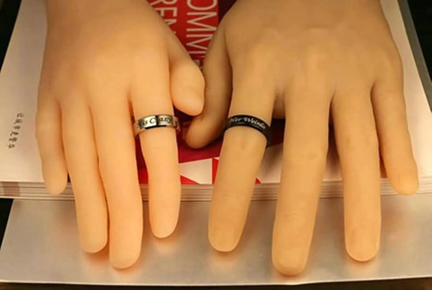 Gualiy Couples Stainless Steel Rings, Her Cowboy and His Angel Rings Silver Black Wedding Jewelry Rings Size 5-13