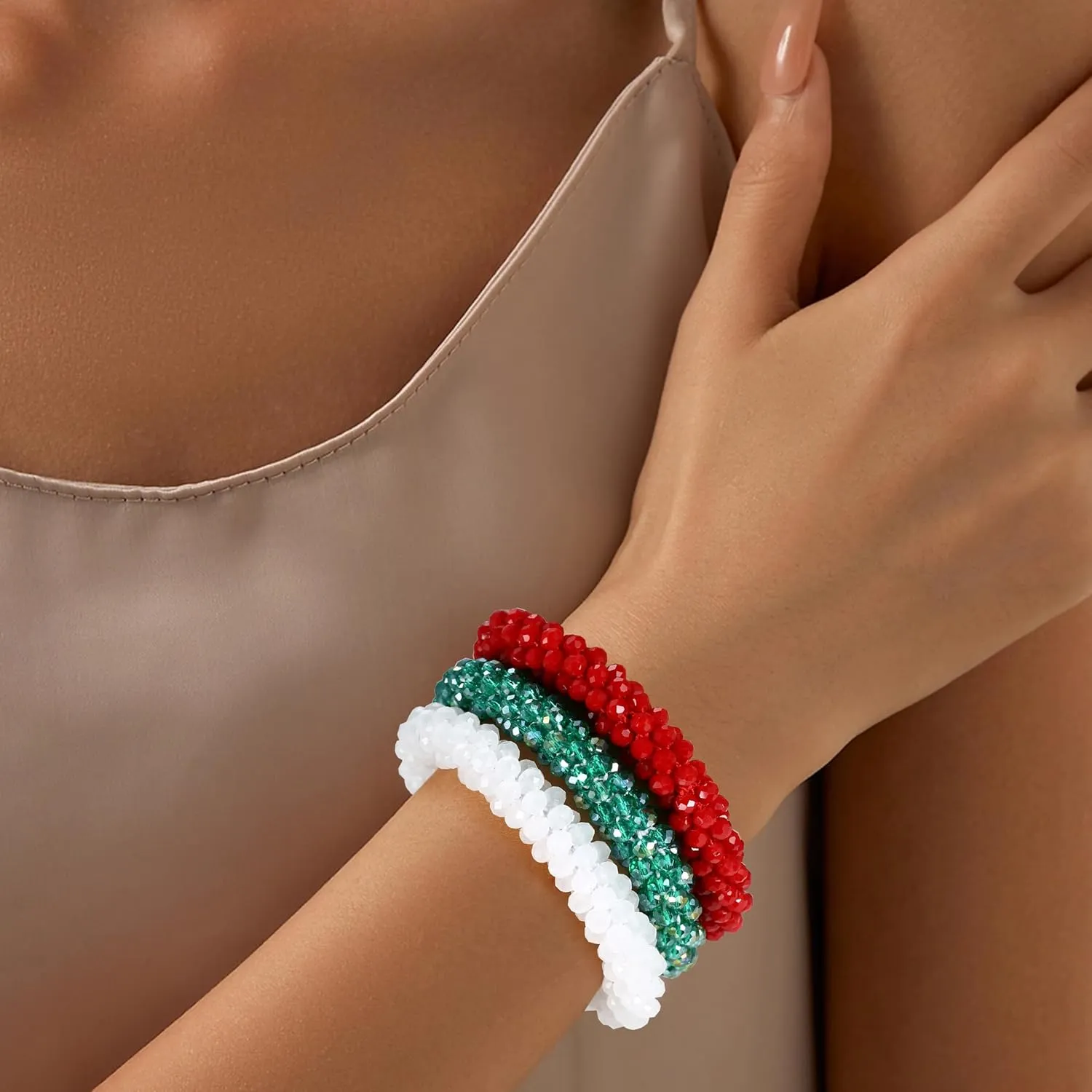 Handmade Stretchy Beaded Bracelet Sparkling Artificial Crystal Statement Jewelry Boho Accessories Stackable For Women Men Festival Daily Wear
