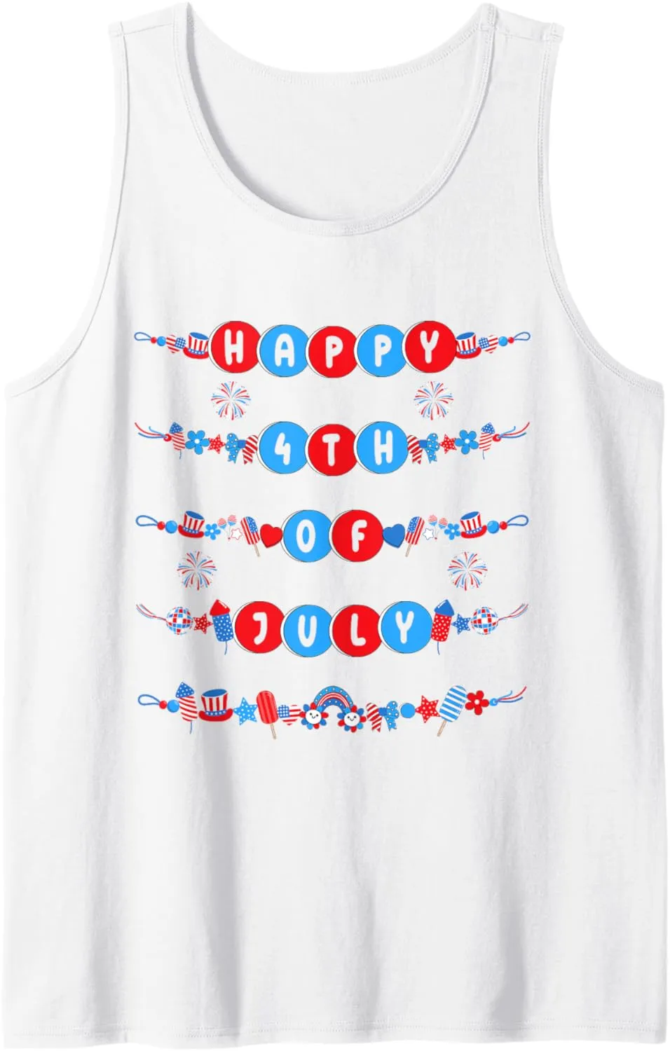 Happy 4th Of July Friendship Bracelets Patriotic Women Girls Tank Top
