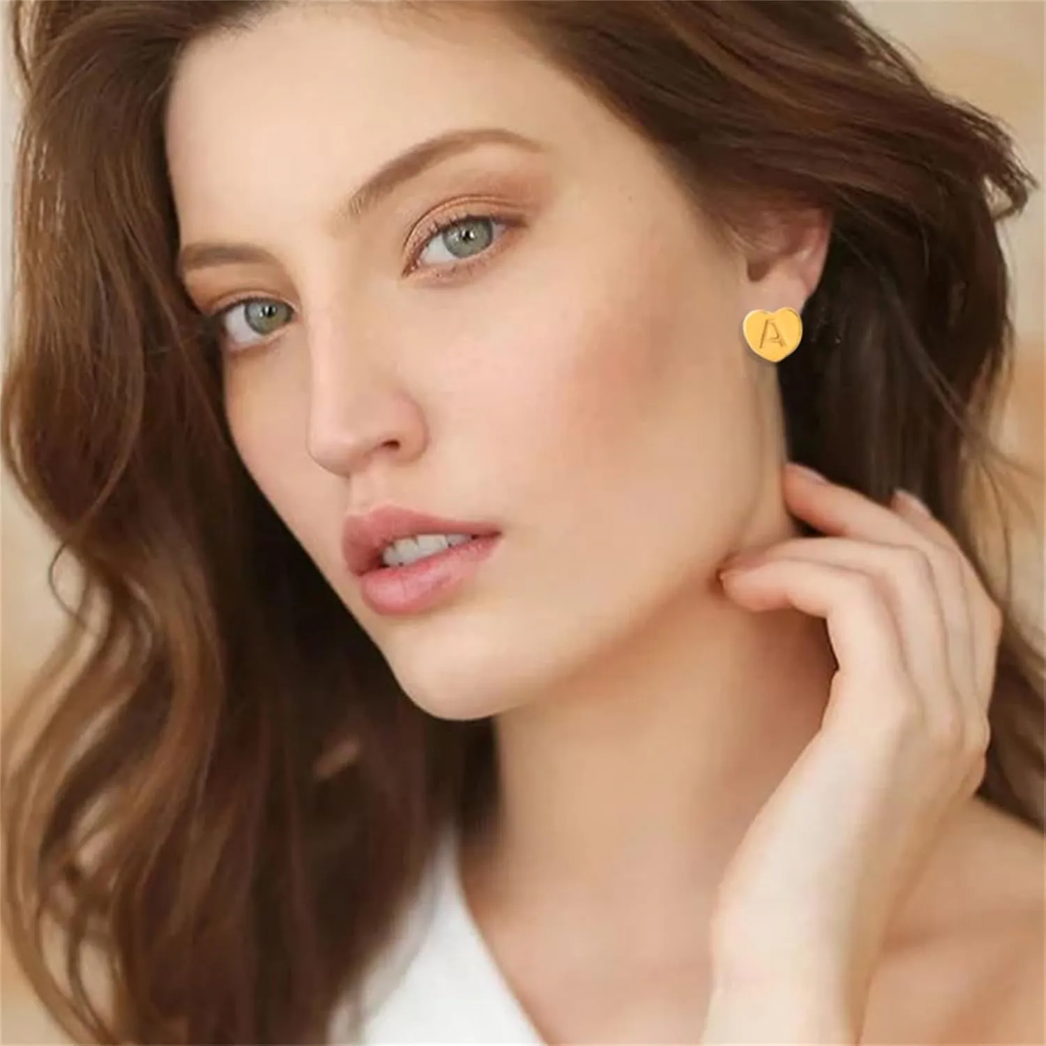 Heart Initial Stud Earrings 18K Gold Plated Dainty Initial Earrings Hypoallergenic Little Initial Earrings Fashion Cute 26 Alphabet Letter Earrings for Women