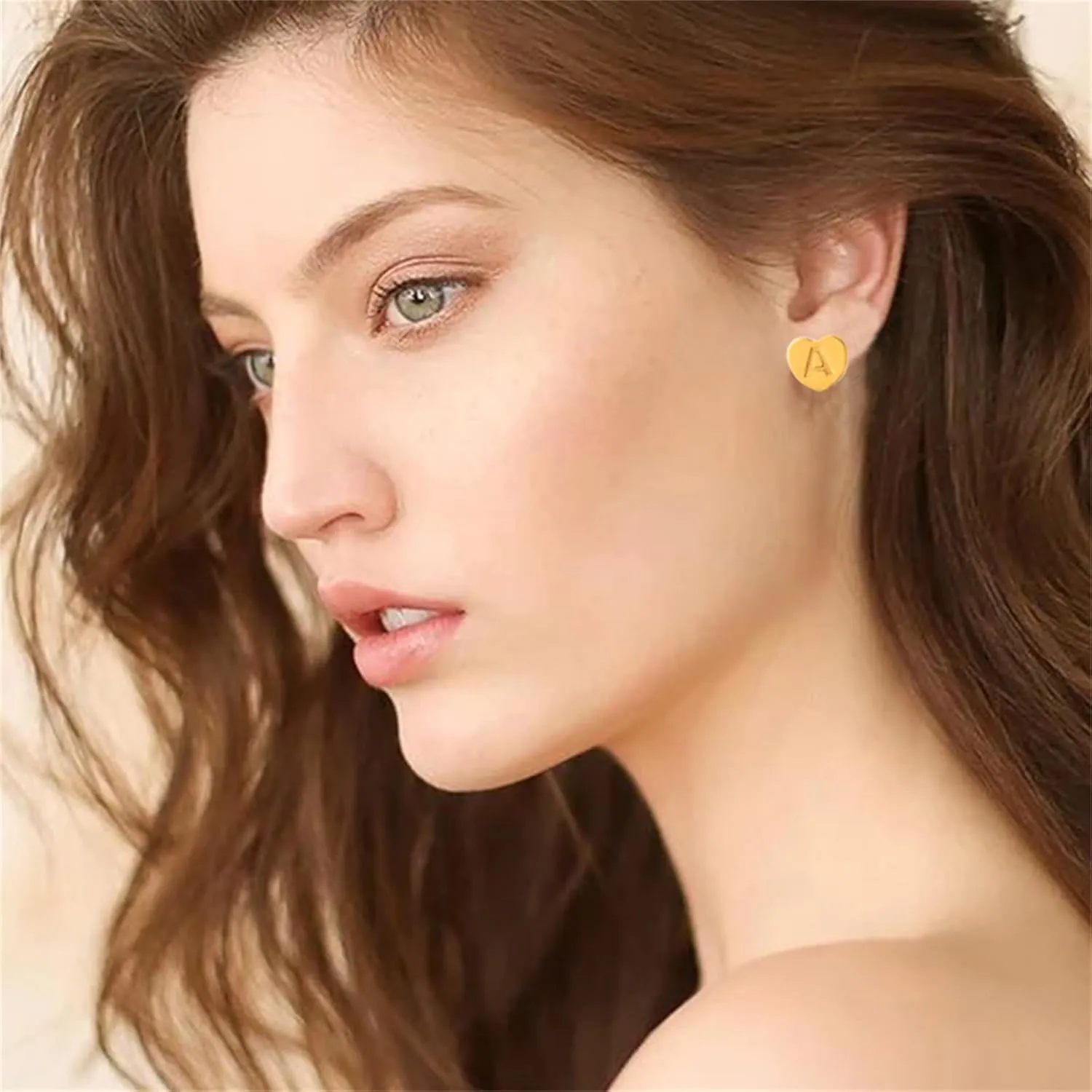 Heart Initial Stud Earrings 18K Gold Plated Dainty Initial Earrings Hypoallergenic Little Initial Earrings Fashion Cute 26 Alphabet Letter Earrings for Women