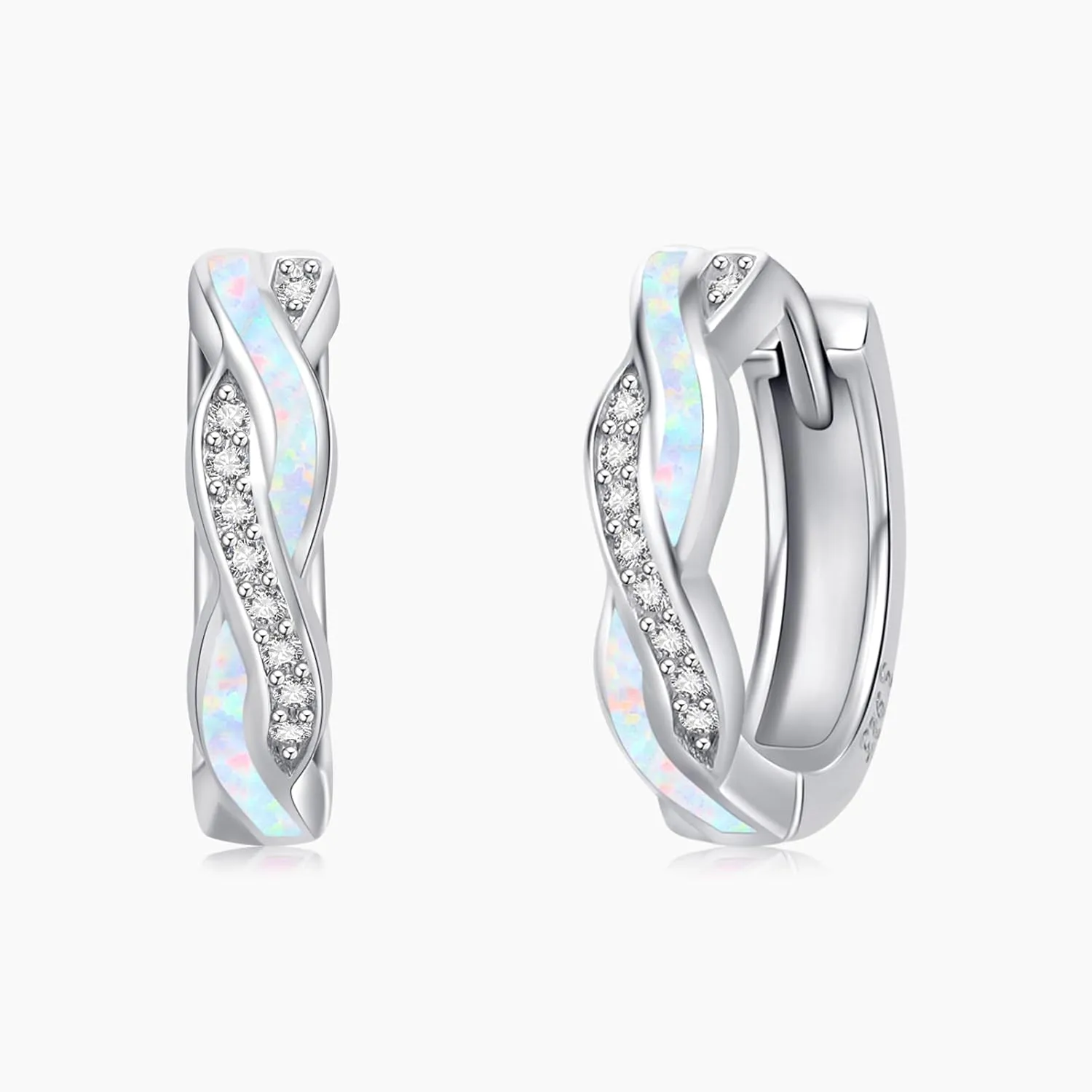 Hoop Earrings for Women S925 Sterling Silver Opal Earrings Cubic Zirconia Hypoallergenic Earrings for Women Popular silver earringss Jewelry Gift