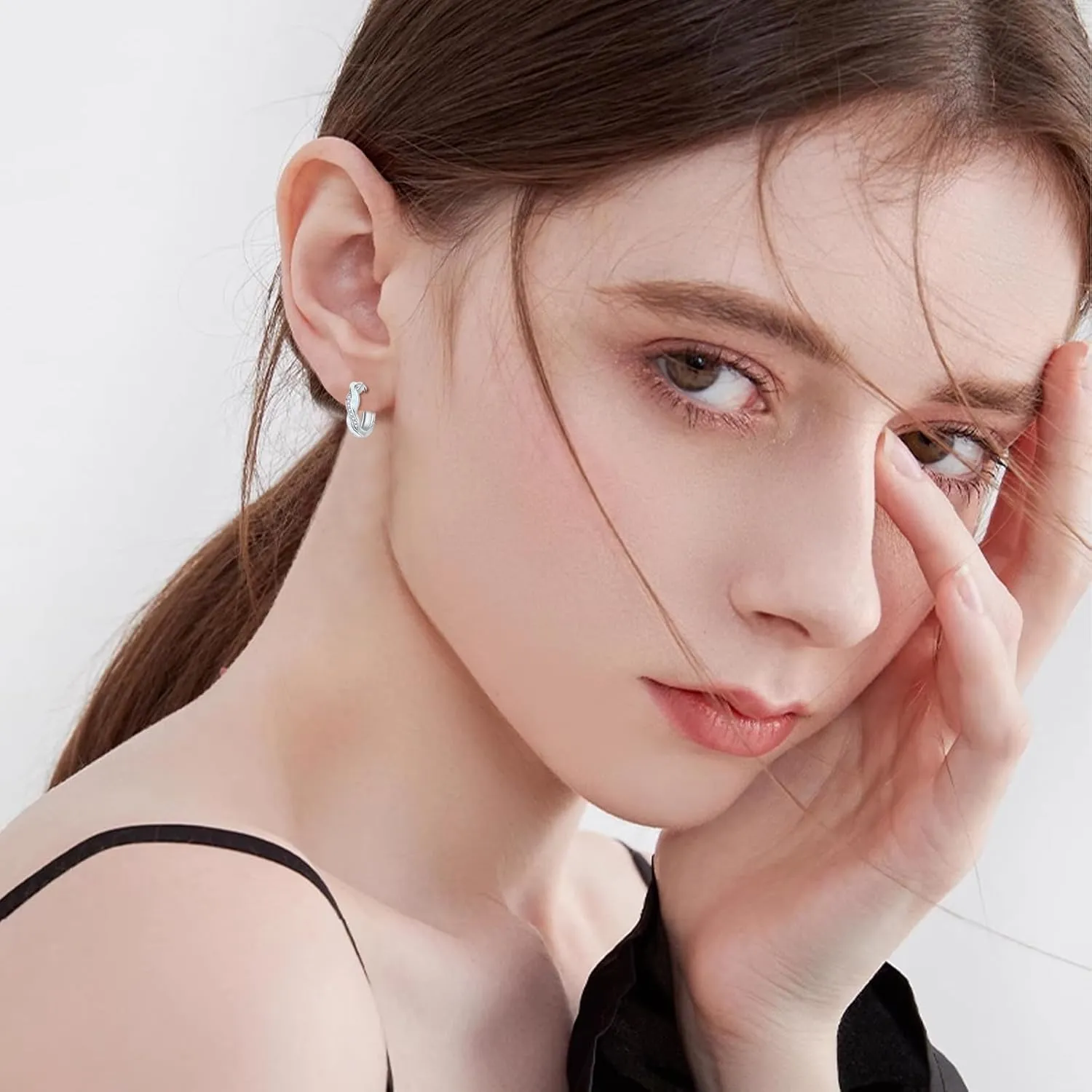 Hoop Earrings for Women S925 Sterling Silver Opal Earrings Cubic Zirconia Hypoallergenic Earrings for Women Popular silver earringss Jewelry Gift