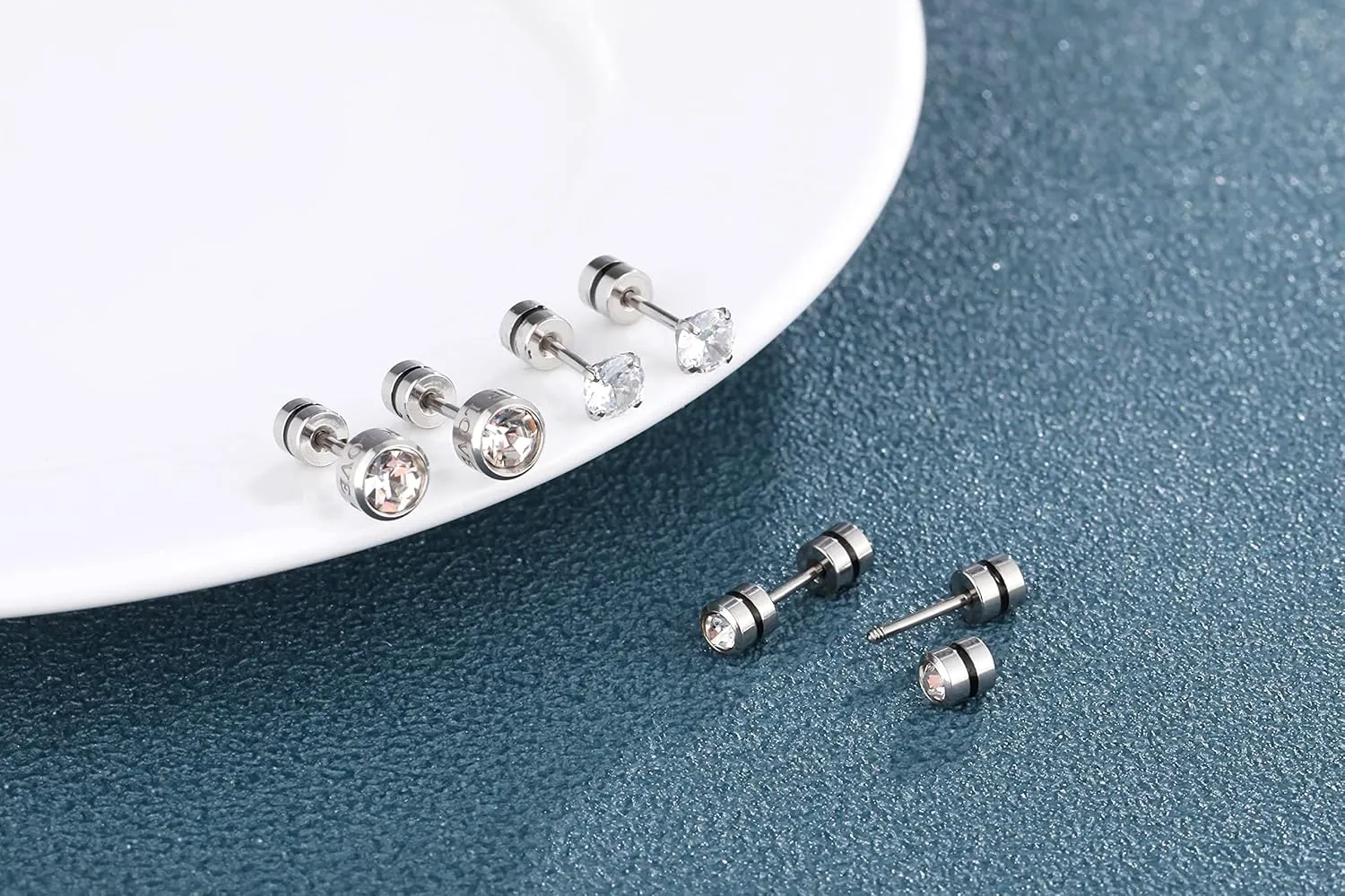 Hopply 3 Pairs Hypoallergenic Titanium Screw Back Earrings Cubic Zirconia Studs for Women Men,20G 20G Helix Piercing Post Surgical Stainless Steel Cartilage Earrings for Sensitive Ears