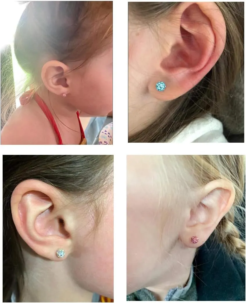 Hypoallergenic Stainless Steel Stud Earrings for Women Little Girls Flat Safety Screw on Back Tragus Cartilage Ear Piercing Jewelry