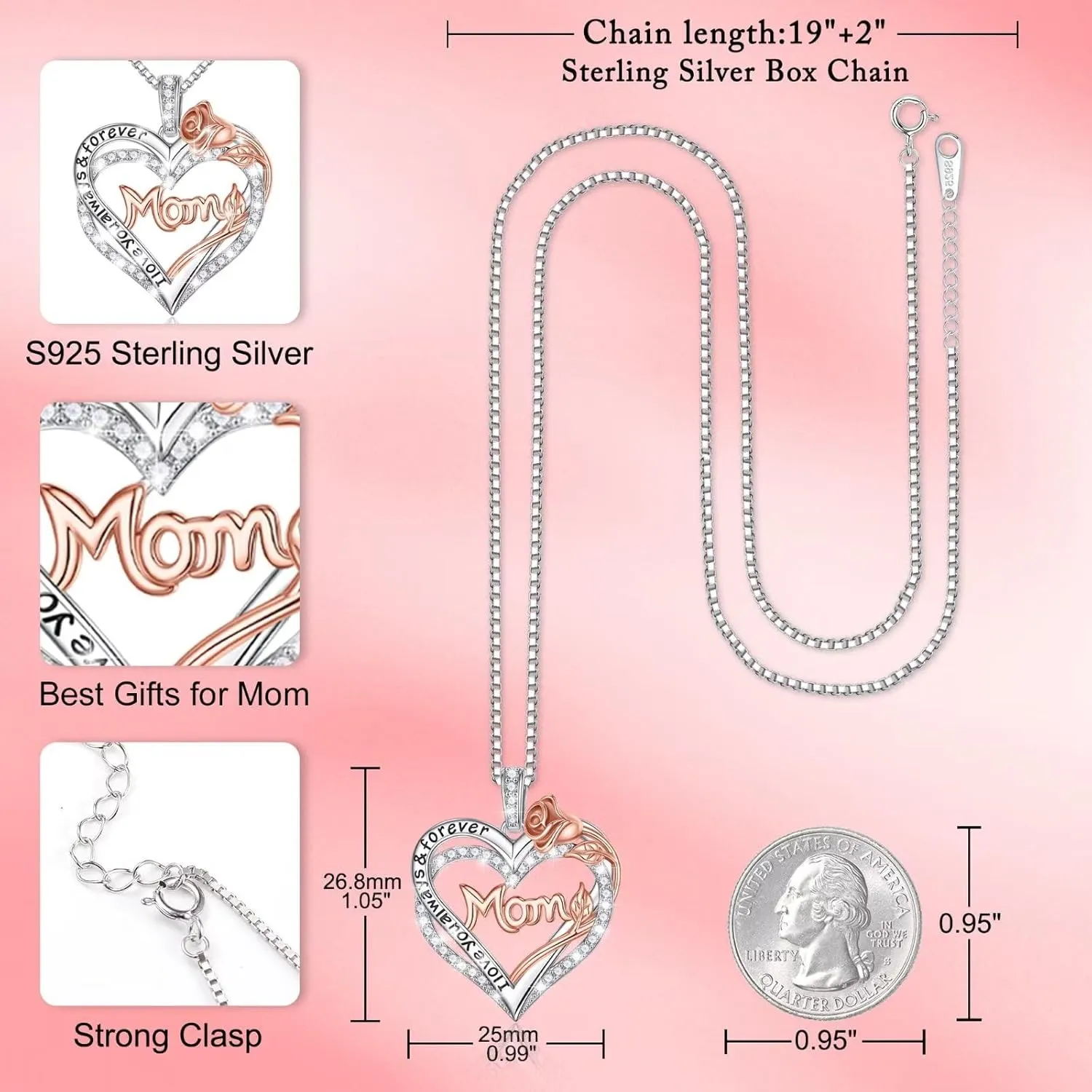 Iefil Jewelry Gifts for Women - 925 Sterling Silver Birthstone Necklace, Birthstone Jewelry for Women, Birthday Gifts for Mom/Grandma/Daughter/Sisters