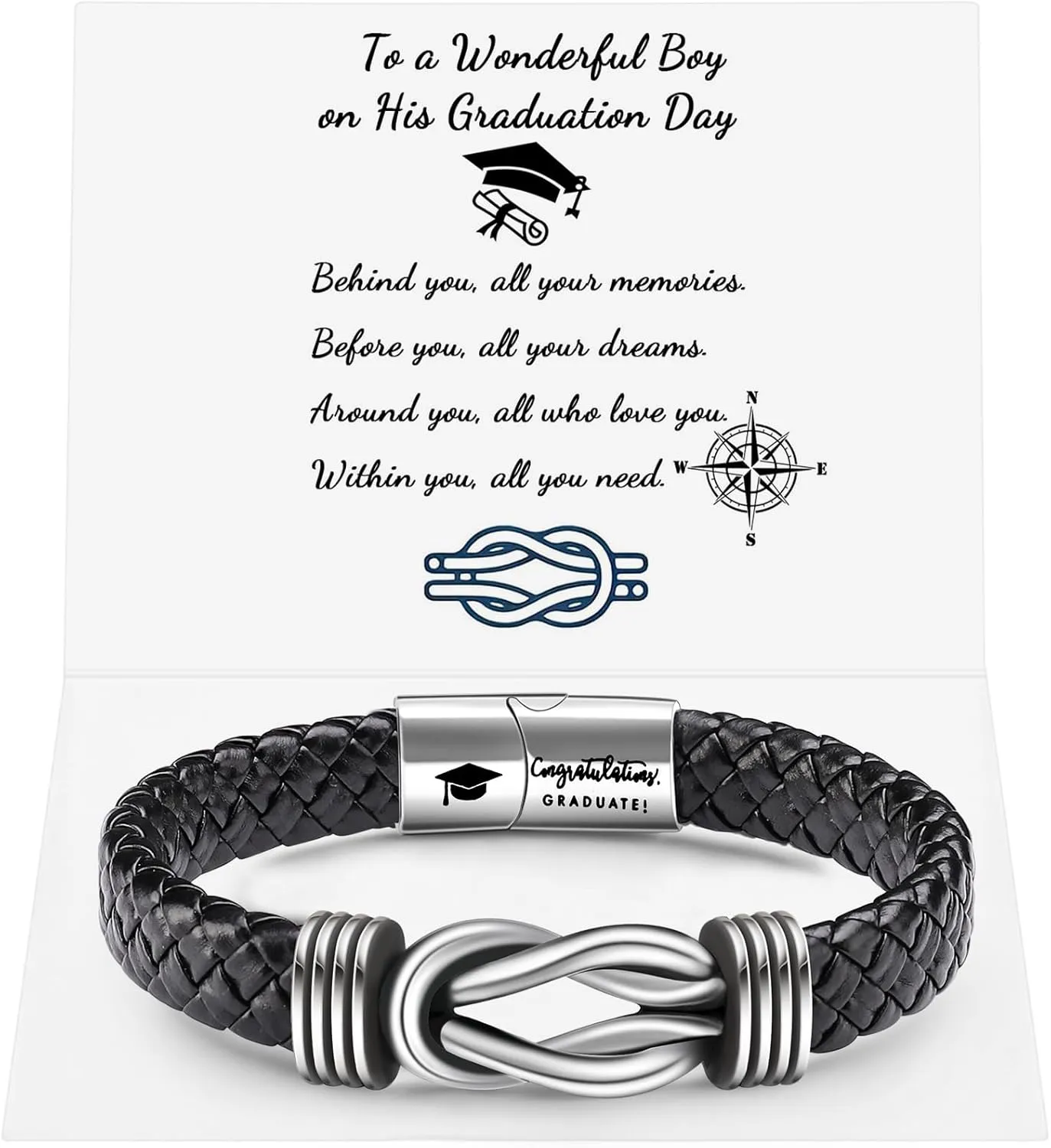 Infinity Knot Leather Bracelet Forever Linked Together Bracelet Birthday Christmas Anniversary Bracelet Idea Mens Braided Cuff 7.8/8.5/9 Inches Bracelet for Man Son Husband Boyfriend Brother Grandson