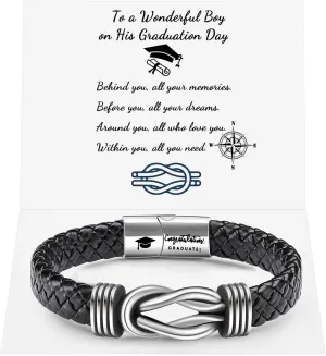 Infinity Knot Leather Bracelet Forever Linked Together Bracelet Birthday Christmas Anniversary Bracelet Idea Mens Braided Cuff 7.8/8.5/9 Inches Bracelet for Man Son Husband Boyfriend Brother Grandson