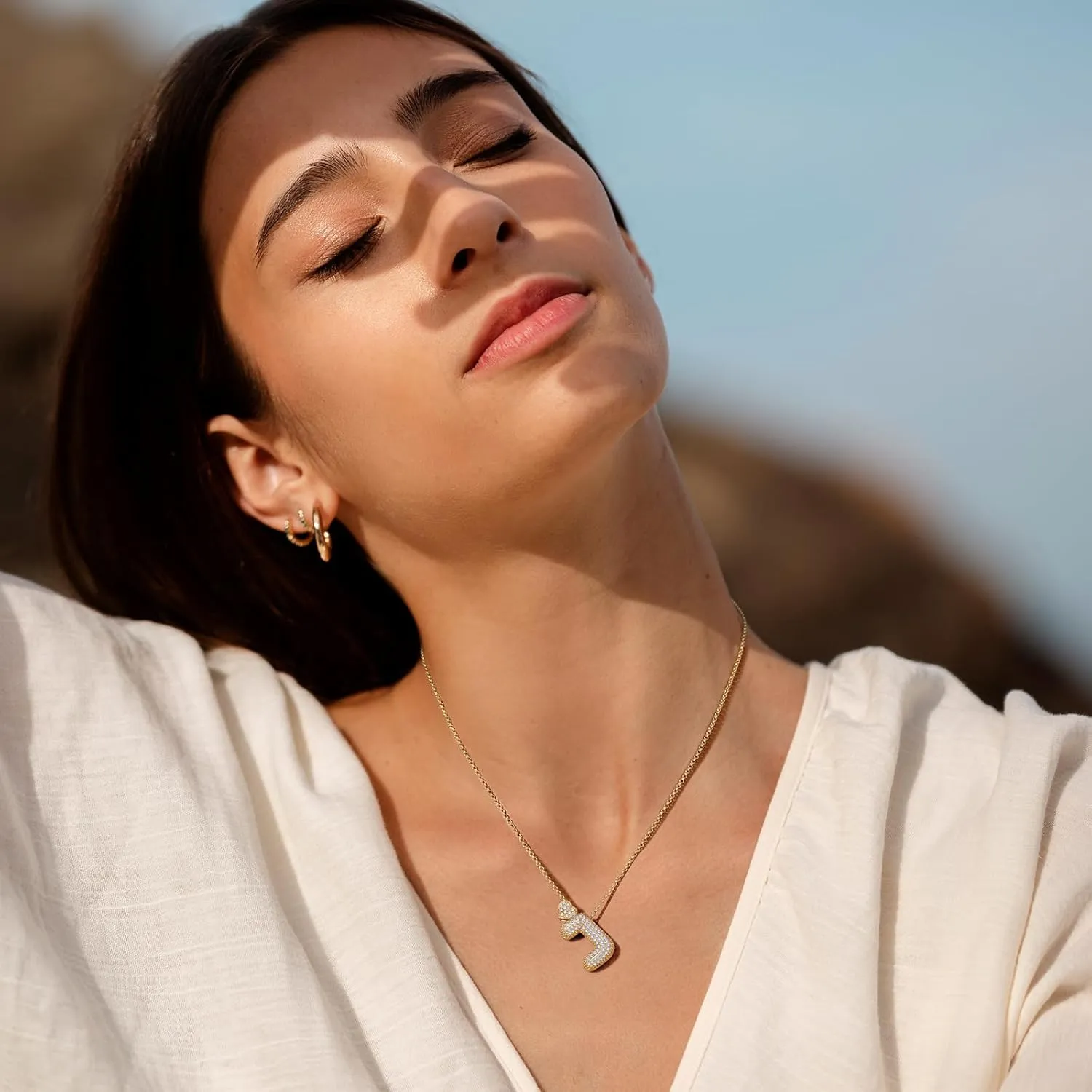 Initial Heart Necklace,18K Gold Plated Bubble Letter Necklace Personalized Monogram Name Necklace Chain Balloon Pendant Dainty CZ Jewelry Gift for Women