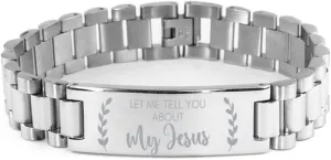 Inspirational Bracelets for Christian Gifts, Let Me Tell You About My Jesus, Jesus Bracelet, Prayer Bracelet, Faith Bracelets for Men and Women, Stainless Steel Ladder Bracelet