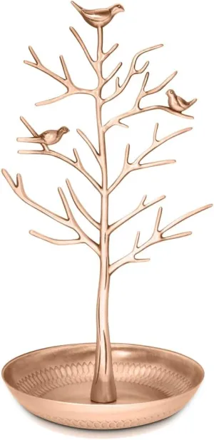 INVIKTUS Silver Birds Tree Jewelry Stand Display Earring Necklace Holder Organizer Rack Tower