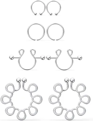 Jenxnjsjo Fake Nipple Rings, Fake Nipple Piercing, Faux Nipple Piercing, Nipple Rings Non Piercing, Non Piercing Nipple Rings, Fake Nipple Ring, Fake Nipple Piercings, Faux Nipple Rings for Women