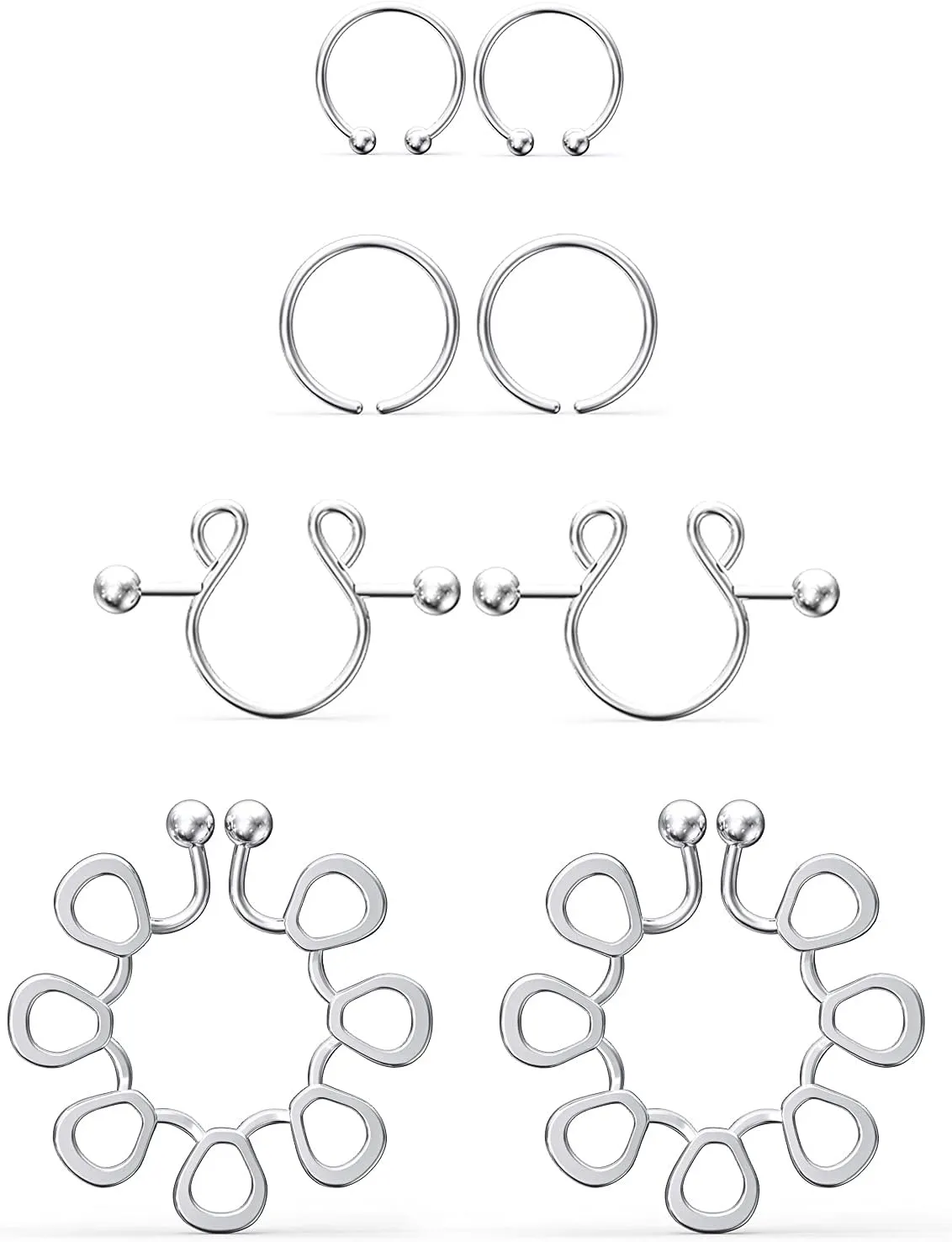 Jenxnjsjo Fake Nipple Rings, Fake Nipple Piercing, Faux Nipple Piercing, Nipple Rings Non Piercing, Non Piercing Nipple Rings, Fake Nipple Ring, Fake Nipple Piercings, Faux Nipple Rings for Women