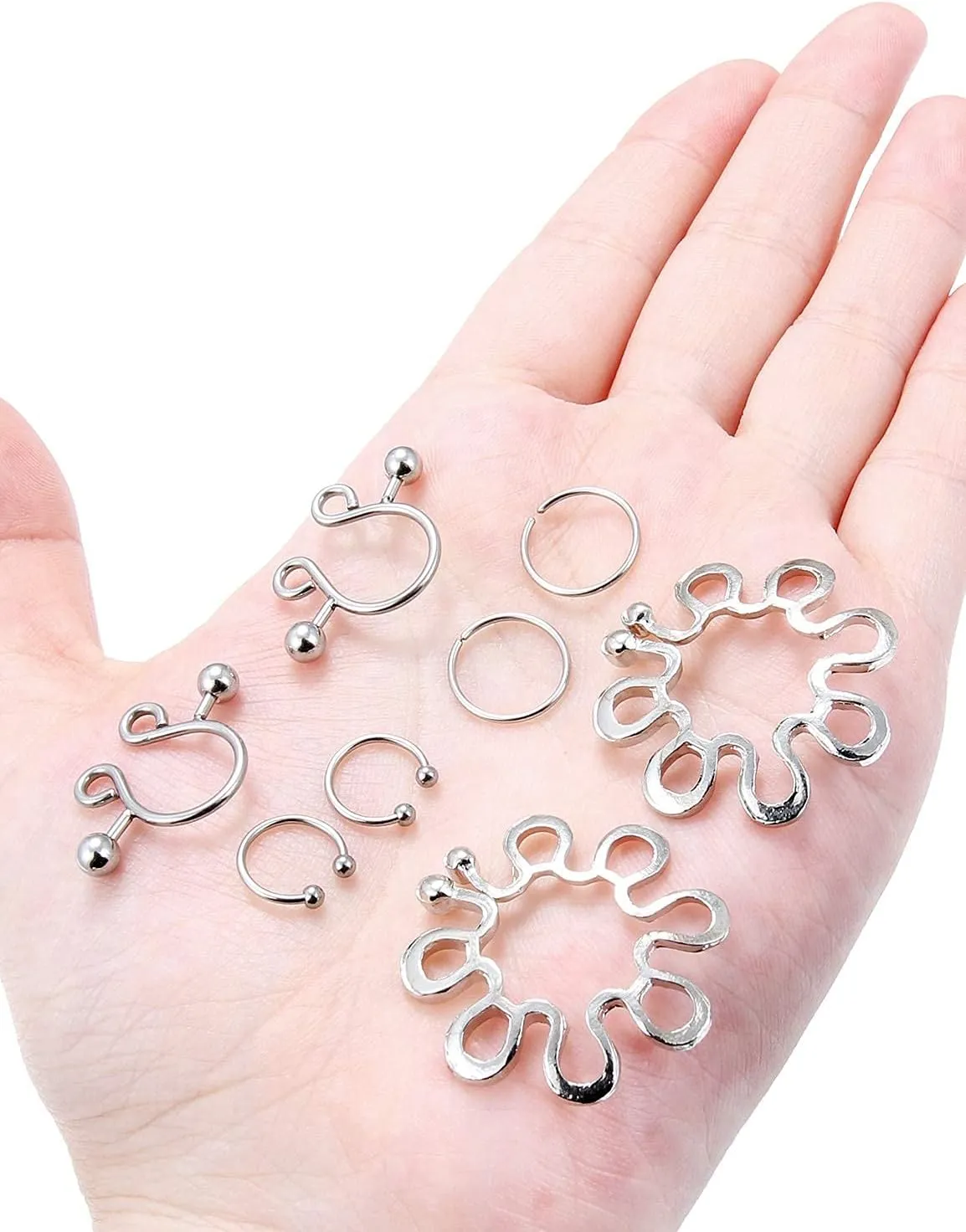 Jenxnjsjo Fake Nipple Rings, Fake Nipple Piercing, Faux Nipple Piercing, Nipple Rings Non Piercing, Non Piercing Nipple Rings, Fake Nipple Ring, Fake Nipple Piercings, Faux Nipple Rings for Women