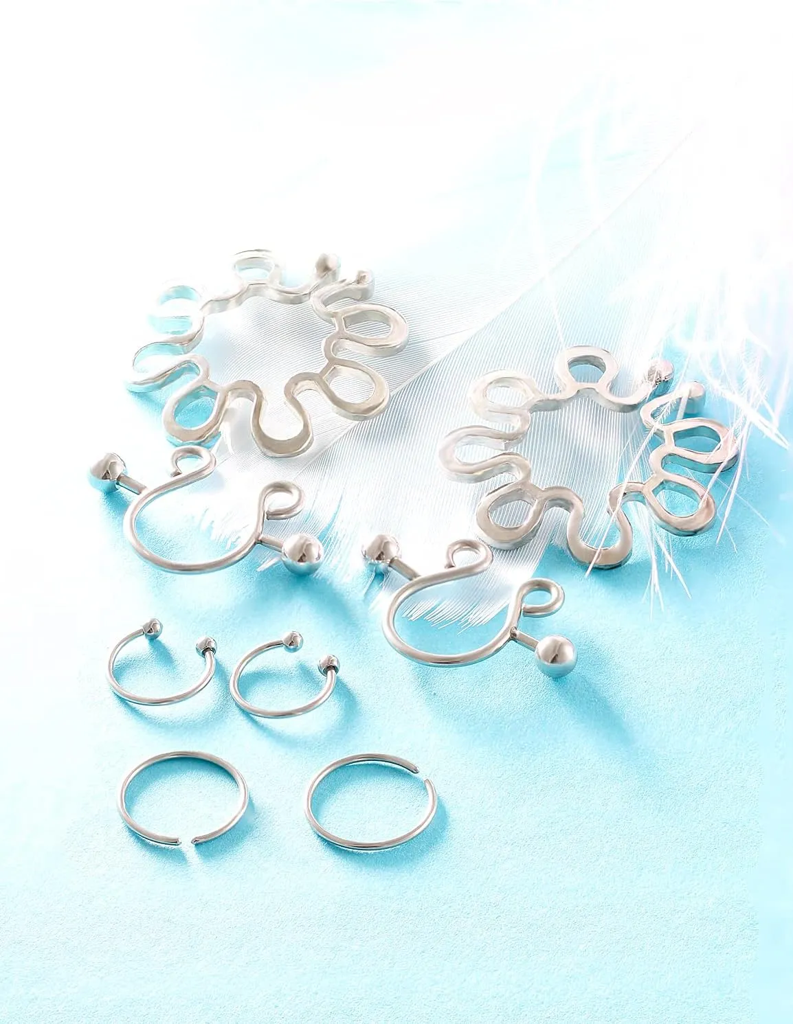 Jenxnjsjo Fake Nipple Rings, Fake Nipple Piercing, Faux Nipple Piercing, Nipple Rings Non Piercing, Non Piercing Nipple Rings, Fake Nipple Ring, Fake Nipple Piercings, Faux Nipple Rings for Women