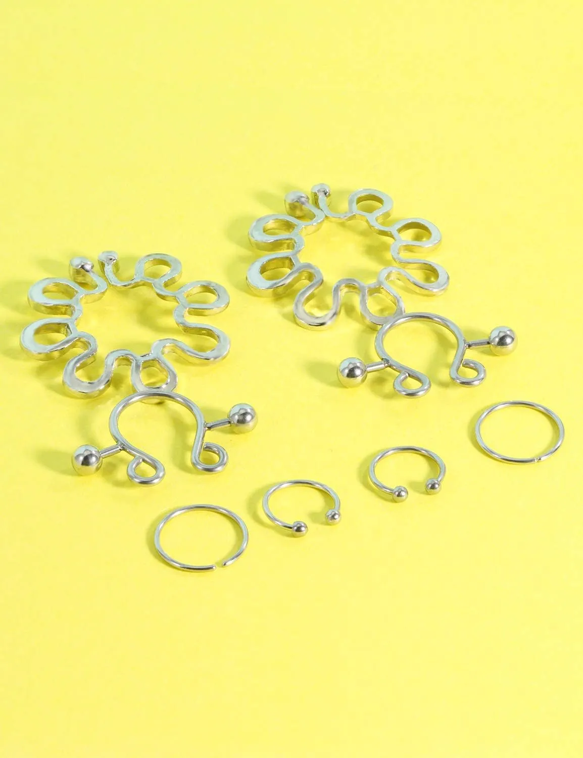 Jenxnjsjo Fake Nipple Rings, Fake Nipple Piercing, Faux Nipple Piercing, Nipple Rings Non Piercing, Non Piercing Nipple Rings, Fake Nipple Ring, Fake Nipple Piercings, Faux Nipple Rings for Women