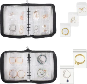Jewellery Storage Organizer Travel Transparent Set for Necklace, Ring, Earring (Black, 2 Set of Jewelry Book)