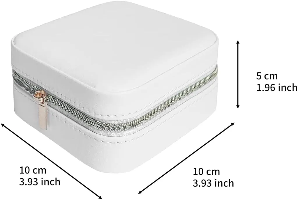 Jewelry Case with Mirror, Small Travel Jewelry Organizer, Portable Mini Storage Box for Rings, Earrings, Necklaces, Gift for Mother Mom, Girl, Daughter, Sisters, Bridesmaids, Mother's Day Gift (White)