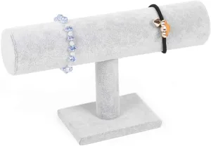 Jewelry Holder Stand,Necklace Bracelet Holder,T-Bar Bracelet Watch Holder,Gift for Wife, Girl Friend, Family(Ice Grey Velvet)